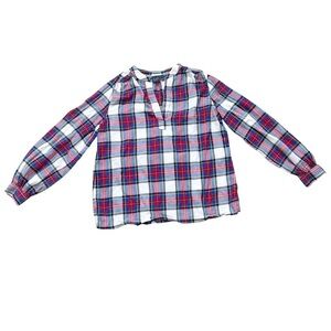 GAP Long Sleeve Red & White Plaid Blouse Large Fall/Winter wear Cotton Blend